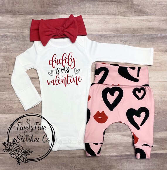 Daddy Is My Valentine Baby Girl Valentine Outfit First Etsy