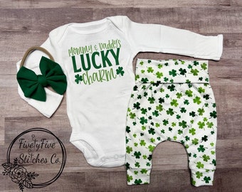 Baby Girl St Patrick’s Day Outfit Mommy And Daddy’s Lucky Charm Saint Patrick’s Day Outfit Girl First St Patrick’s Day Girl’s First St Patty