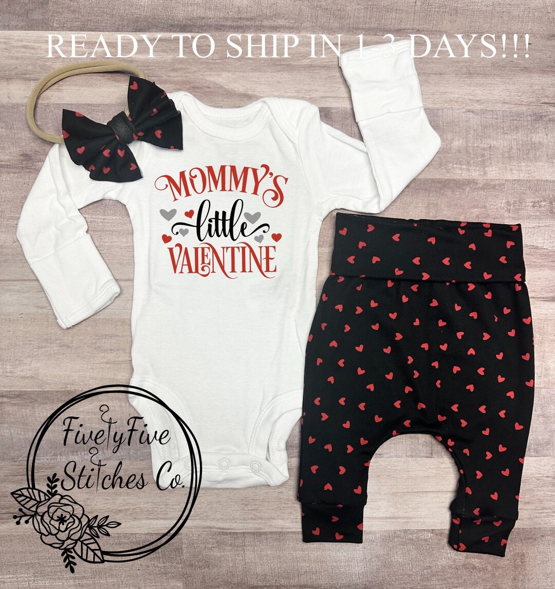 Mommys Little Valentine Baby Girl Valentine Outfit First Valentine