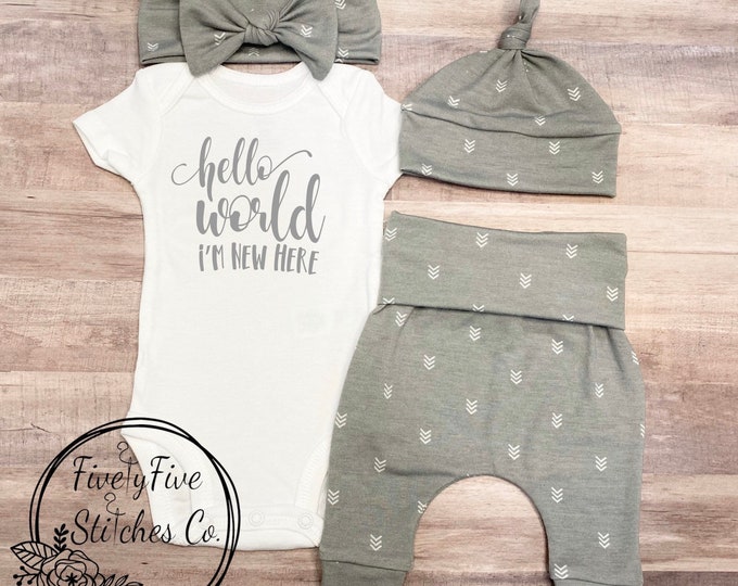 Gender Neutral Baby take me home ivory knit set