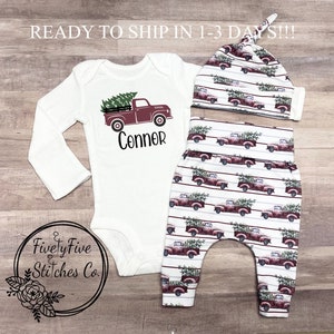 Baby Boy Christmas Outfit First Christmas Baby Boy Baby Boy First Christmas First Christmas Outfit Boy Christmas Tree Truck Baby Boy Name