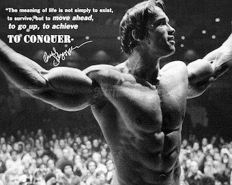 アーノルド・シュワルツェネッガーの名言アート、サイン入り写真