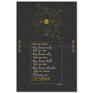 Lao Tzu Inspirerende citaat poster print - 12x8 inch (30cm x 20cm) - Uitstekende kwaliteit - Let op uw gedachten, ze worden woorden