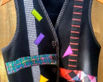 Vintage Lynn Murray Geometric Wool Vest size Medium
