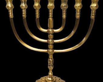 Salomons Menorah, 12&quot; original brass cooper, vintage unique design,