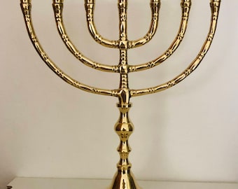 Salomons Menorah, 10" original brass cooper, vintage unique design,