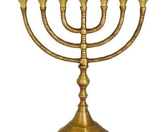 Salomons Menorah, 10&quot; original brass cooper, vintage unique design,