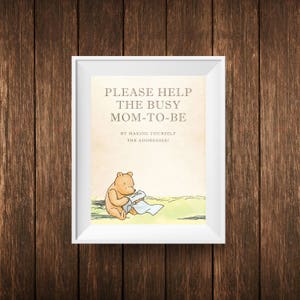 PRINTABLE | Classic Pooh &#39;Make Yourself the Addressee&#39; Envelope Sign | 5x7&quot; | Baby Shower Signage