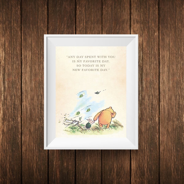 PRINTABLE | 10 Classic Pooh Quotes & Images  | 5x7" and 4x6" | Baby Shower/Birthday Party/ Nursery/ Kid's Room Decor