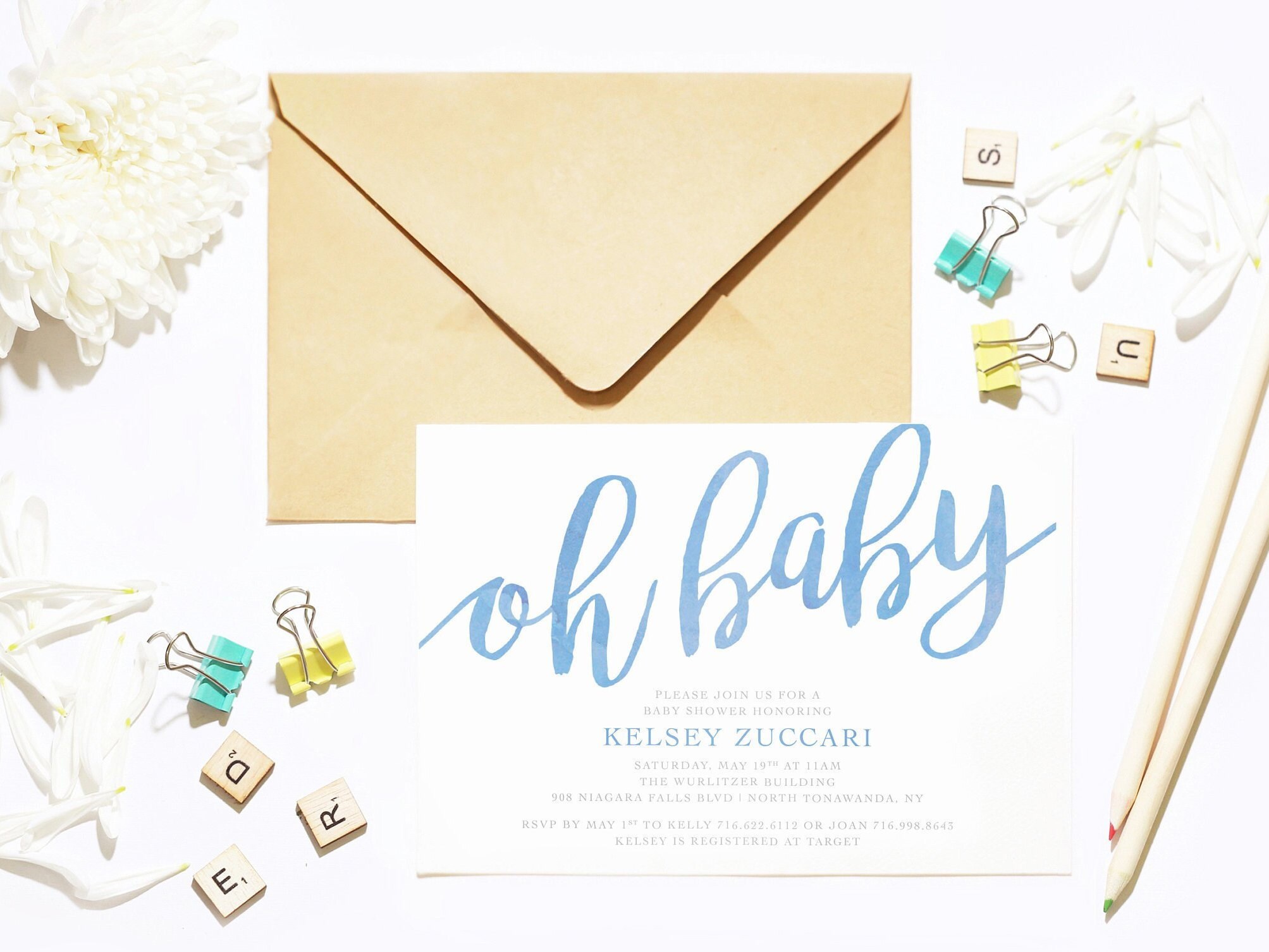 Blue Watercolor Oh Baby Baby Shower Invitation Etsy Blue Watercolor Oh Baby Baby Shower Invitation Etsy