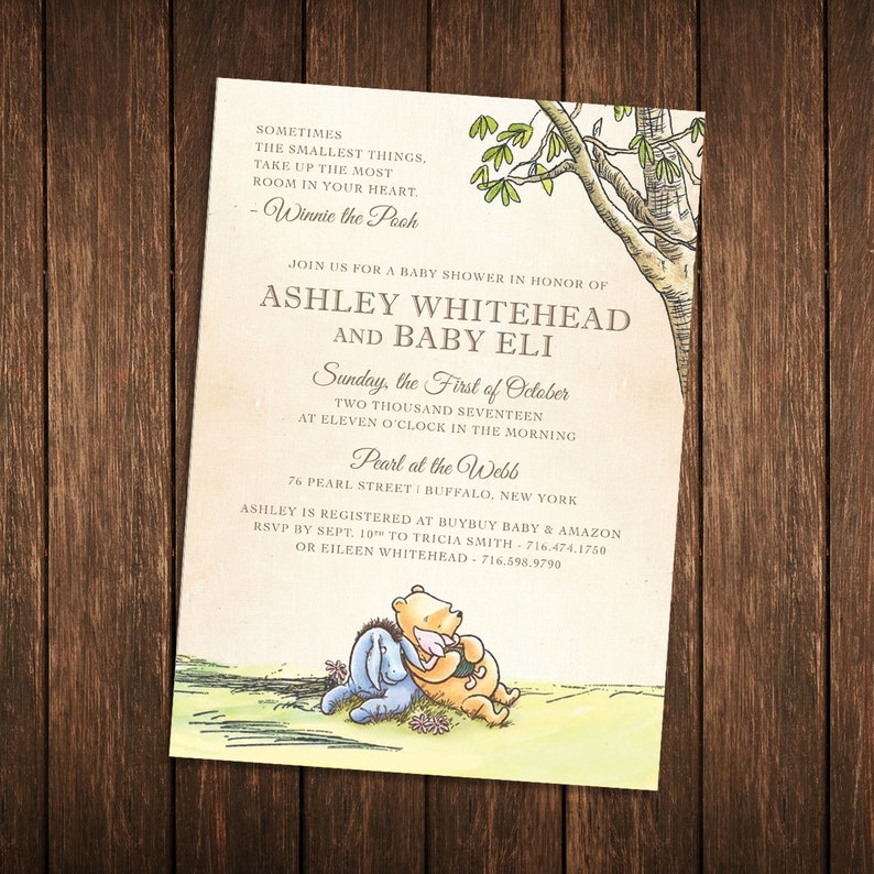 Classic Pooh Baby Shower Invitation, Book, Thank You Card Template Set 100% Editable Text, Printable, INSTANT DOWNLOAD image 2