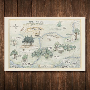 Klassische Pooh Hundert-Morgen-Holz-Karte mit dem Namen des Kindes / Babys, Kinderzimmer-Wand-Druck | 24x36" | 100% bearbeitbarer Text, druckbar, INSTANT DOWNLOAD