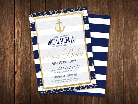 CUSTOM PRINTABLE Nautical Bridal Shower Invitation | Etsy