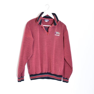 90s vintage faded red POLARIS RACING pullover zip front sweater w/pockets