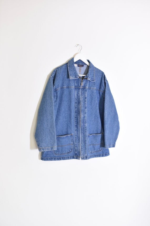 vintage DENIM zip front chore jacket
