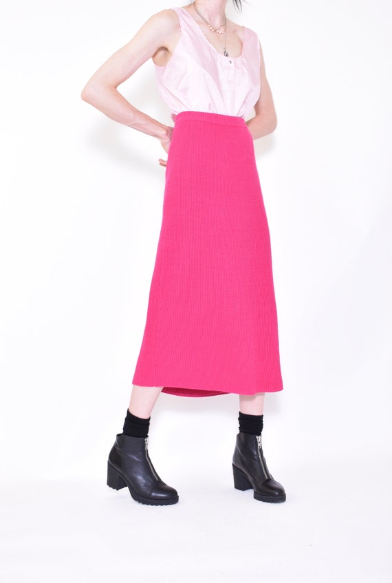 90s VINTAGE bubblegum rib knit sweater skirt