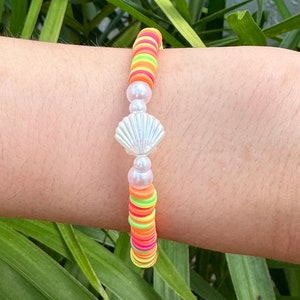 Mixed color bracelet - bracelet - beaded accessories - clay bead bracelet - bright bracelet - neon bracelet - preppy bracelets - shell beads
