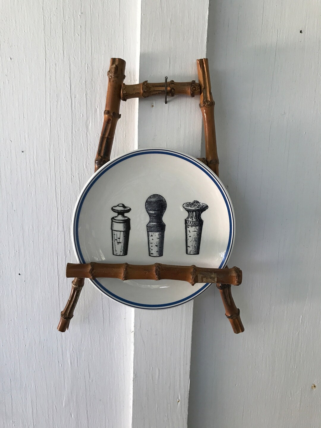 BAMBOO Wall Gallery Rack Easel Style Hanging Rack Vintage DISPLAY Rack ...