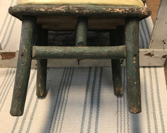 Handmade Vintage bench * Wooden footstool* Woodsy Twig stool * Child's room furniture * Garden table riser * Porch style * Cabin style