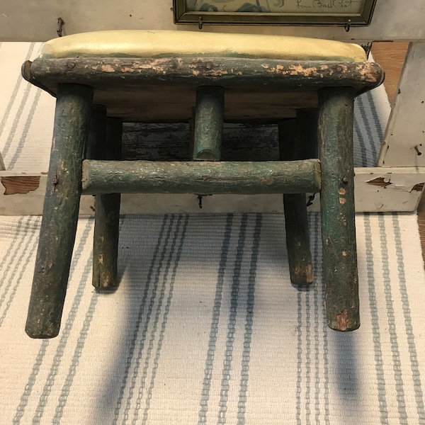 Handmade Vintage bench * Wooden footstool* Woodsy Twig stool * Child's room furniture * Garden table riser * Porch style * Cabin style