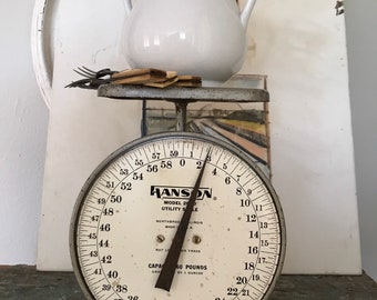 RETRO Kitchen SCALE * HANSON 60 pound Utility Scale * !95Os Grey Metal Scale * Modern Farmhouse Kitchen * Industrial Style* Working Scale