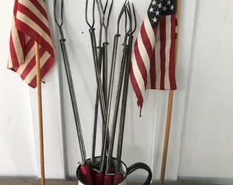 Set of 7 Firepit Toasting Forks * Summer BBQ tools* Campfire S'Mores forks * Hot dog roasters* Marshmallow Toasters * Retro Camping Forks