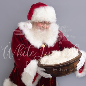 Santa holding newborn in a basket / bowl - digital backdrop - digital background