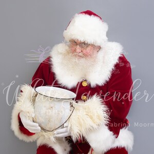 Santa holding newborn in a vintage bucket - digital backdrop - digital background