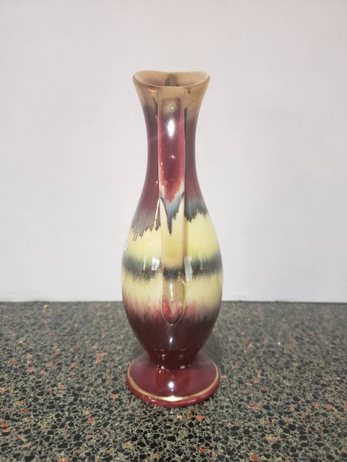 Vintage Keramik German Pottery Red Gold Vase Mid Century Etsy