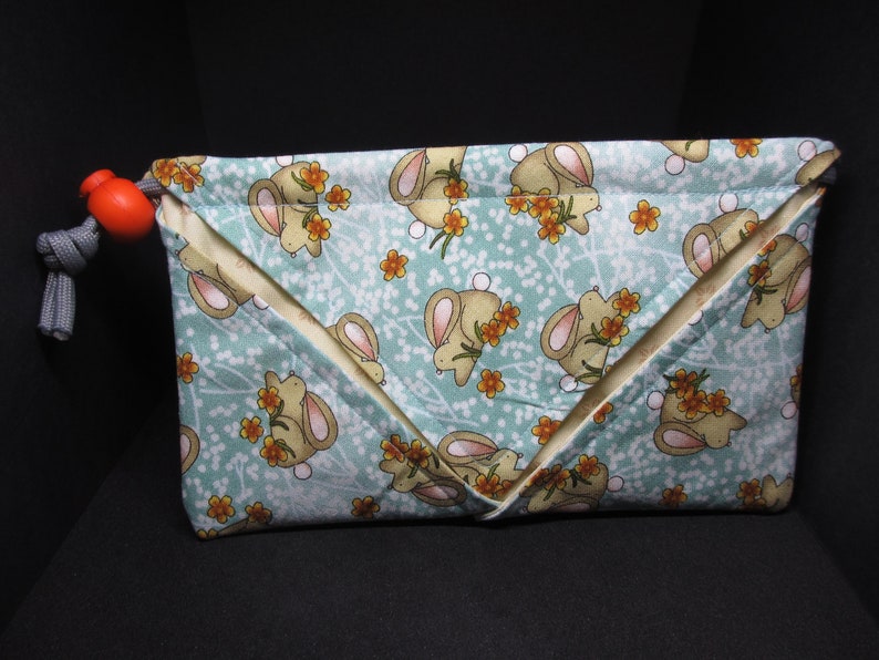 Drawstring Dice Bag Bunnies and Flowers