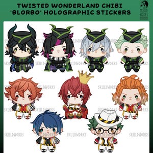 Twisted Wonderland - Rainbow Holographic Chibi Stickers