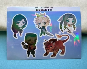 Final Fantasy VII Rebirth - Holographic Sticker Sheet - Cloud, Tifa, Aerith, Barret, Red XIII