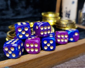Opaque Marble Blue & Purple | 10-Set of D6 12mm Pip Dice