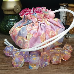 Magical Girl Wands -Pink- | Multipocket Drawstring Dice Bag | Custom Made To Order