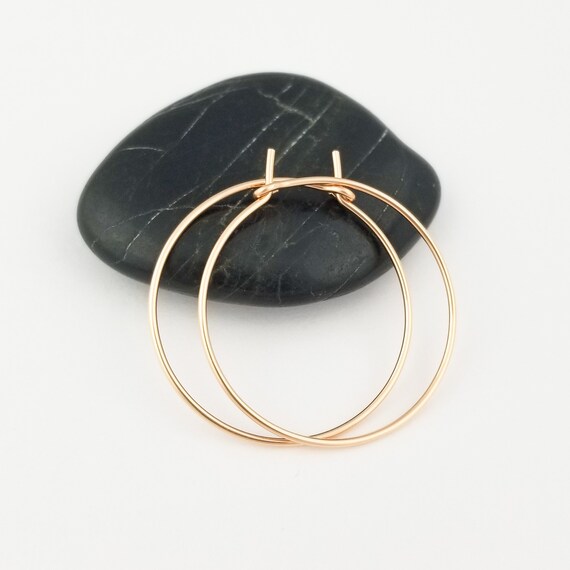 18k Gold Hoop 20 Gauge Solid Gold Hoops Hammered Gold Earrings Round Hoops Thin 18k Solid Gold Hoop Earrings