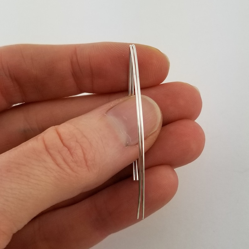 Hammered Silver Threader Earrings Thin 20 Gauge Argentium Etsy