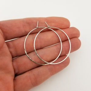 Thin Platinum Hoop Earrings, Choose your Size, Hammered Finish