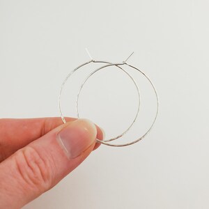 May include: A pair of silver hoop earrings with a hammered texture.
