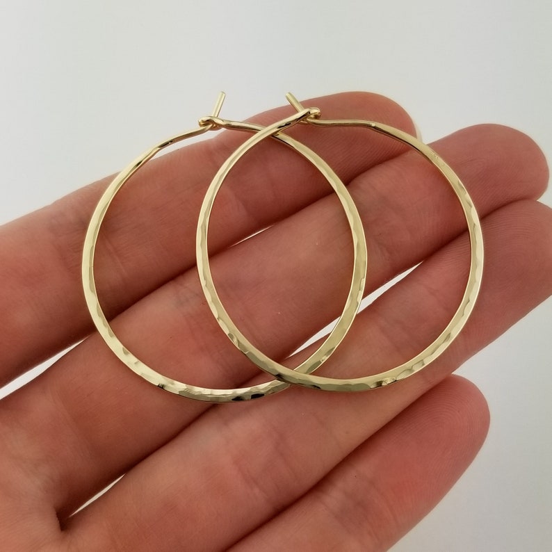 14k Extra Thick Hammered Hoops 16 Gauge Solid 14k Gold Etsy