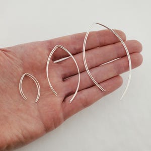 Thin Argentium Sterling Silver Threader Earrings, Open Hoop Earrings