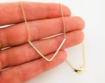 Solid Gold Chevron Layering Necklace, Solid 14k Yellow Gold Necklace, Mother's Day Gift for Wife