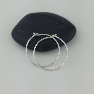 Thin Small Sterling Silver Hoop Earrings 20 Gauge Wire image 1