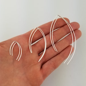 Thick Silver Threader Earrings 18 Gauge Sterling Silver Open Hoop Earrings Wishbone