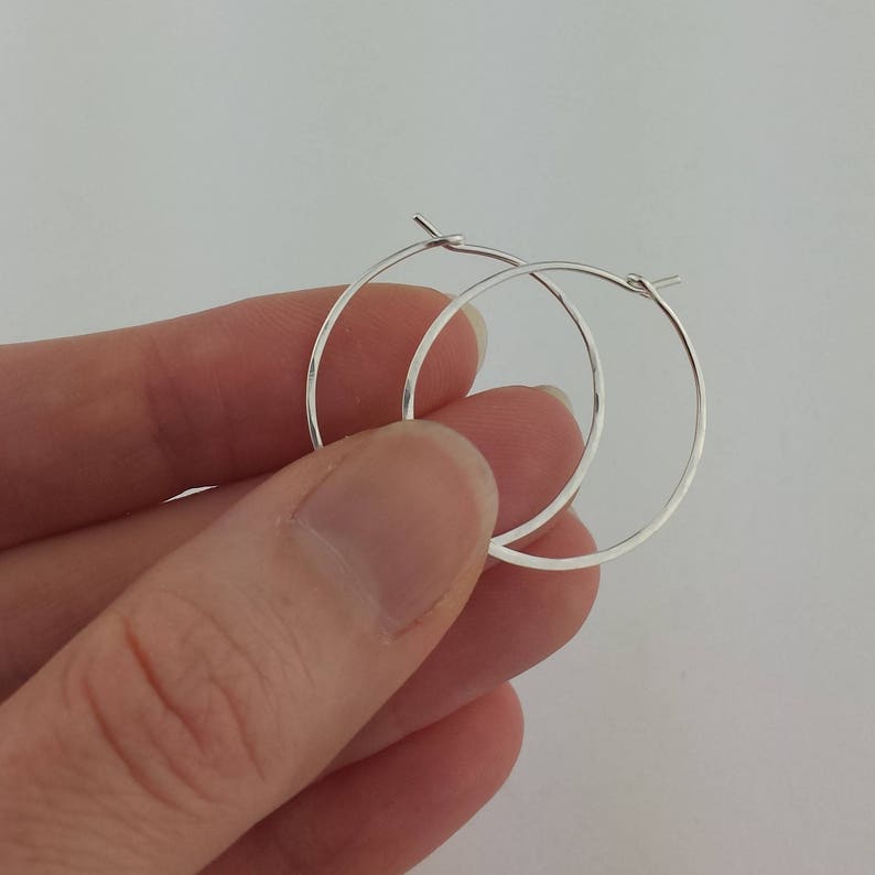 Thin Small Sterling Silver Hoop Earrings 20 Gauge Wire Etsy
