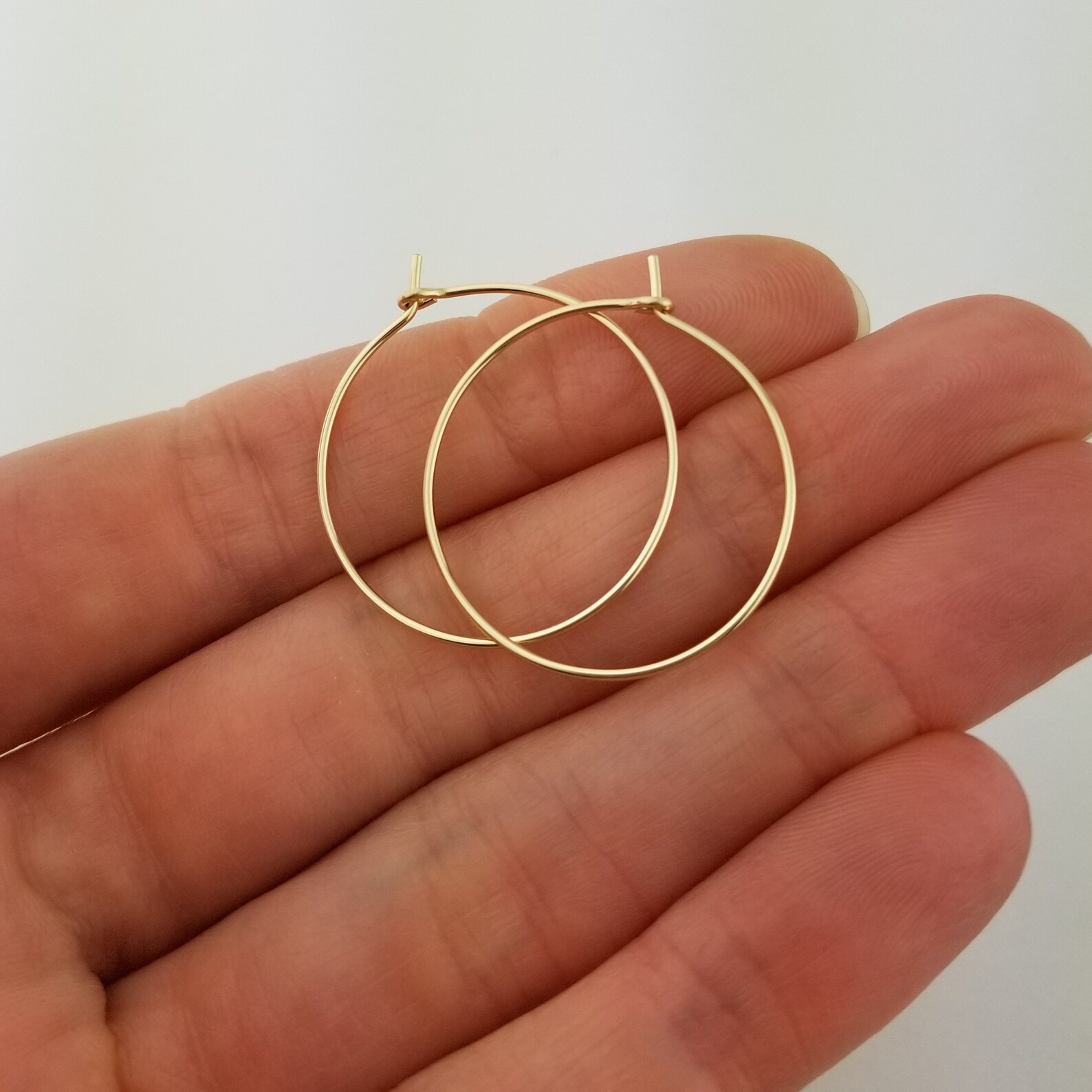 Real Gold Hoop Earrings Solid 14k Hammered 20 Gauge Thin Gold Etsy