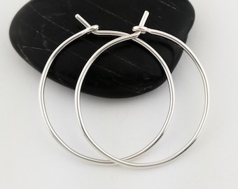 Thick Sterling Silver Hoop Earrings 18 gauge (1 mm) Wire Sterling Silver Metal Hoops