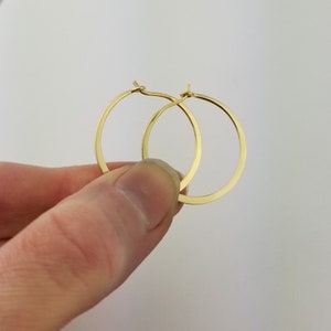 Extra Thick 18k Gold Flat Hammered Hoops, 16 Gauge, Solid 18k Gold ...