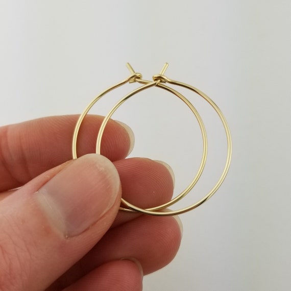 Thick Solid 14k Gold Hoop Earrings 18 Gauge 1mm Wire Etsy