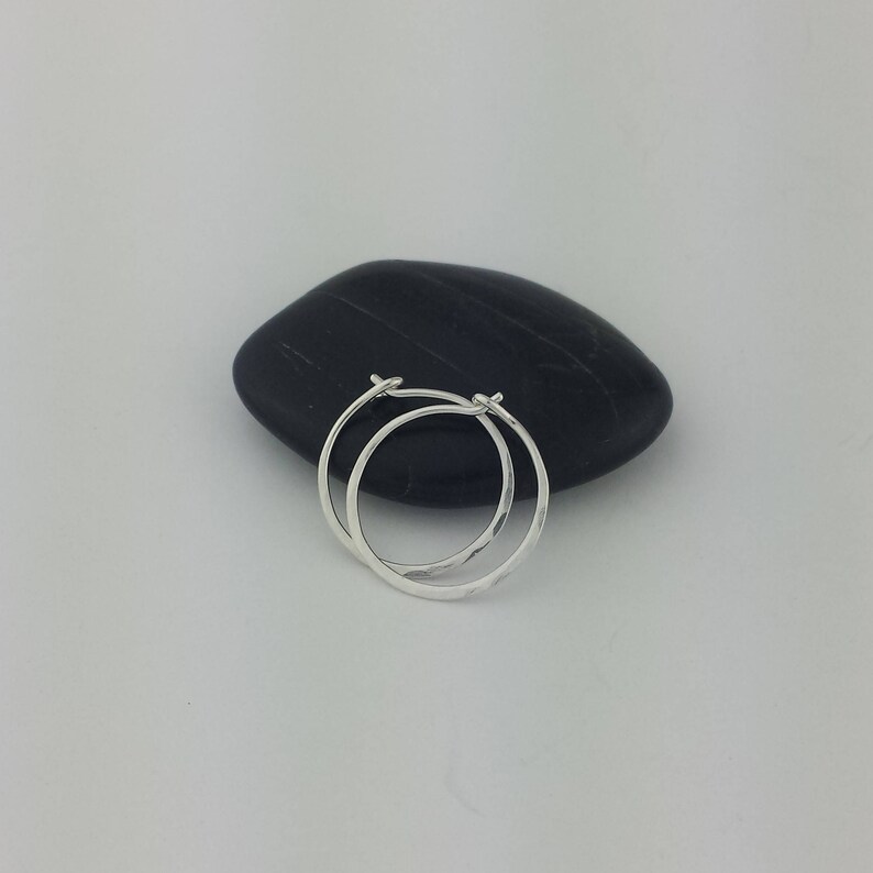 Thin Small Sterling Silver Hoop Earrings 20 Gauge Wire image 5