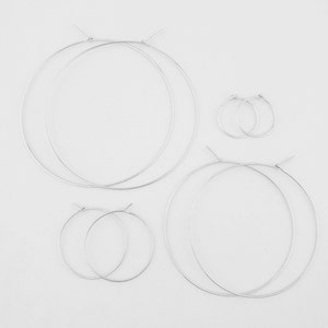 Thin Silver Classic Hoop Earrings, Argentium Sterling Silver, Hammered Hoops, Round Hoops